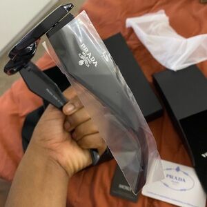 Prada Elegant Black Rectangular Sunglasses